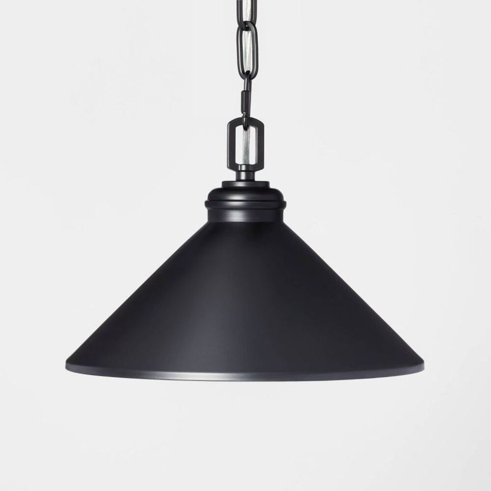 12" Small Industrial Adjustable Metal Pendant Ceiling Light - Black